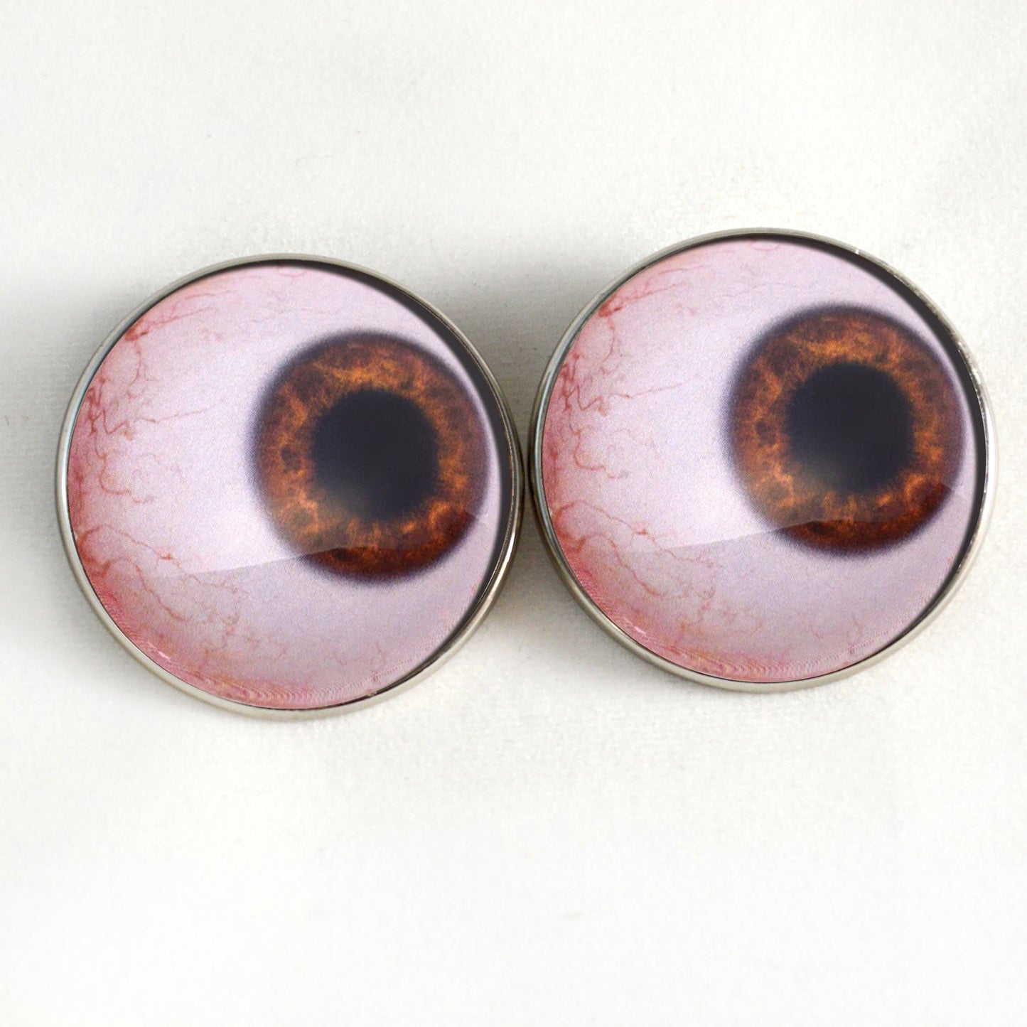 Side Glance Brown Human Sew-On Button Glass Eyes - Prismatic Fiber Arts
