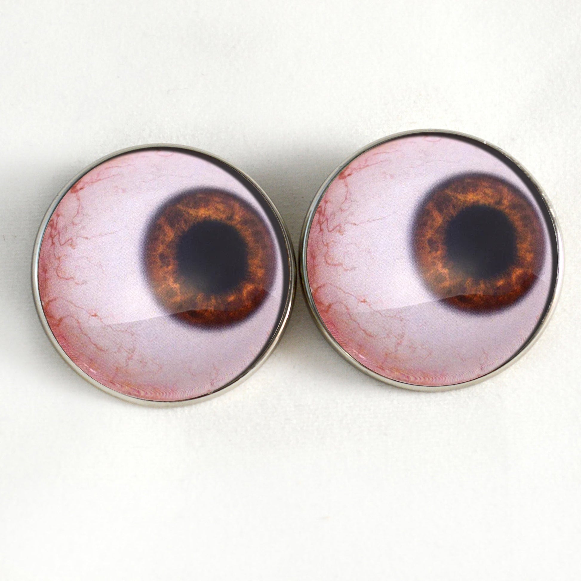 Side Glance Brown Human Sew-On Button Glass Eyes - Prismatic Fiber Arts