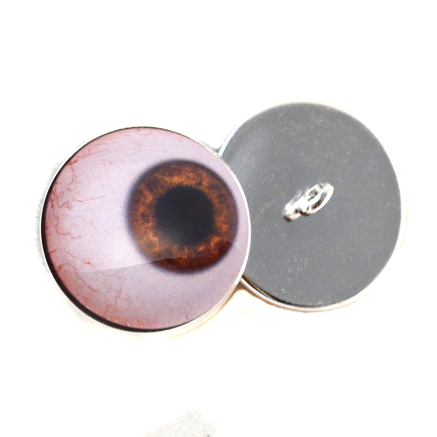Side Glance Brown Human Sew-On Button Glass Eyes - Prismatic Fiber Arts