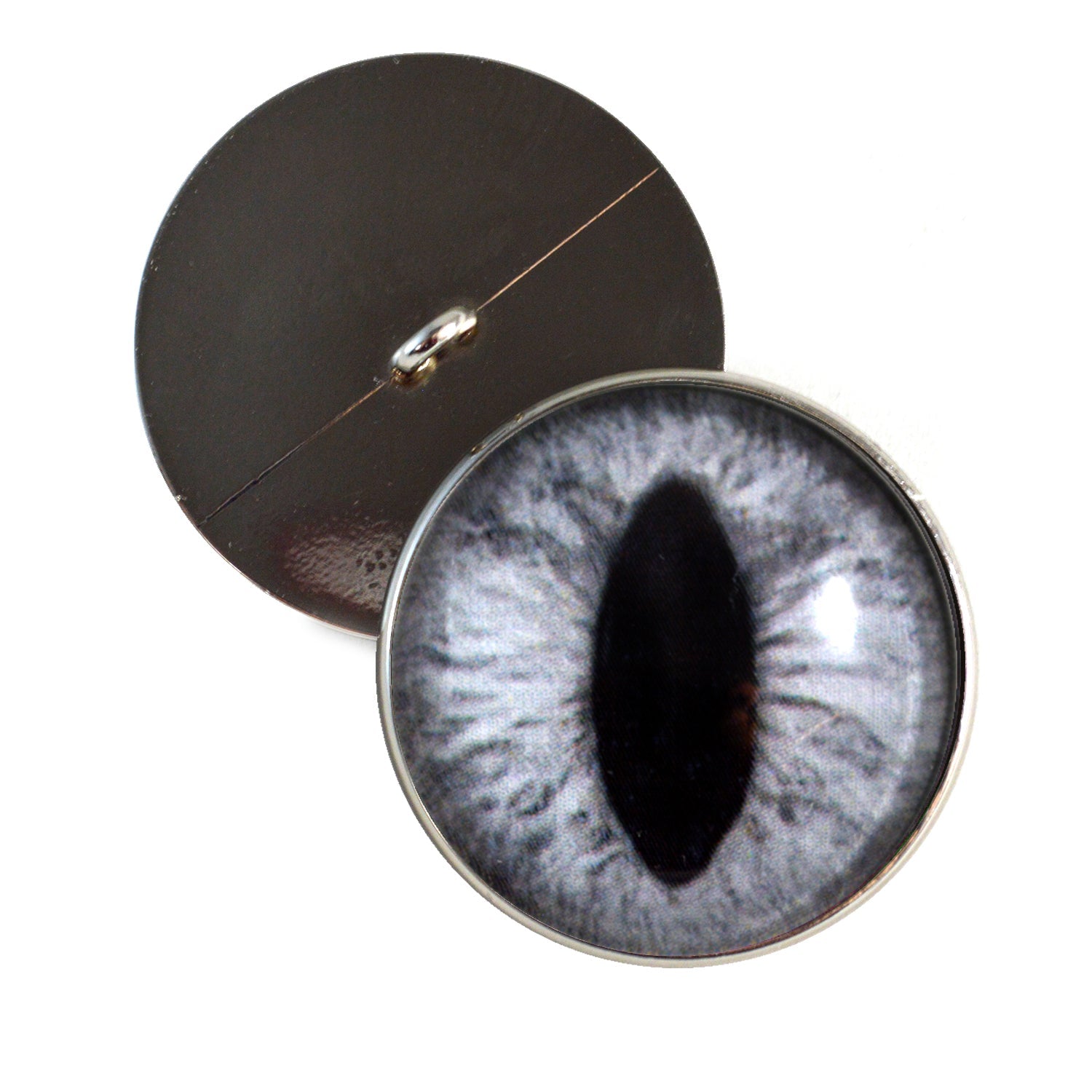 Silver Cat Sew-On Button Glass Eyes - Prismatic Fiber Arts