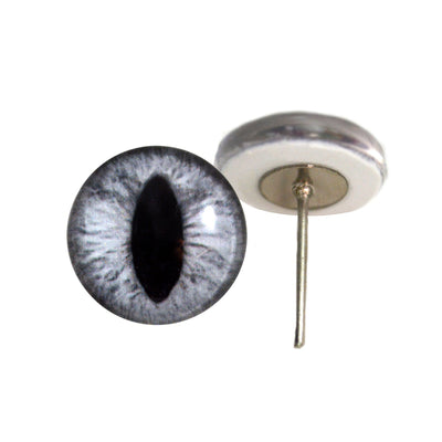 Silver Cat Glass Eyes on Wire Pin Posts