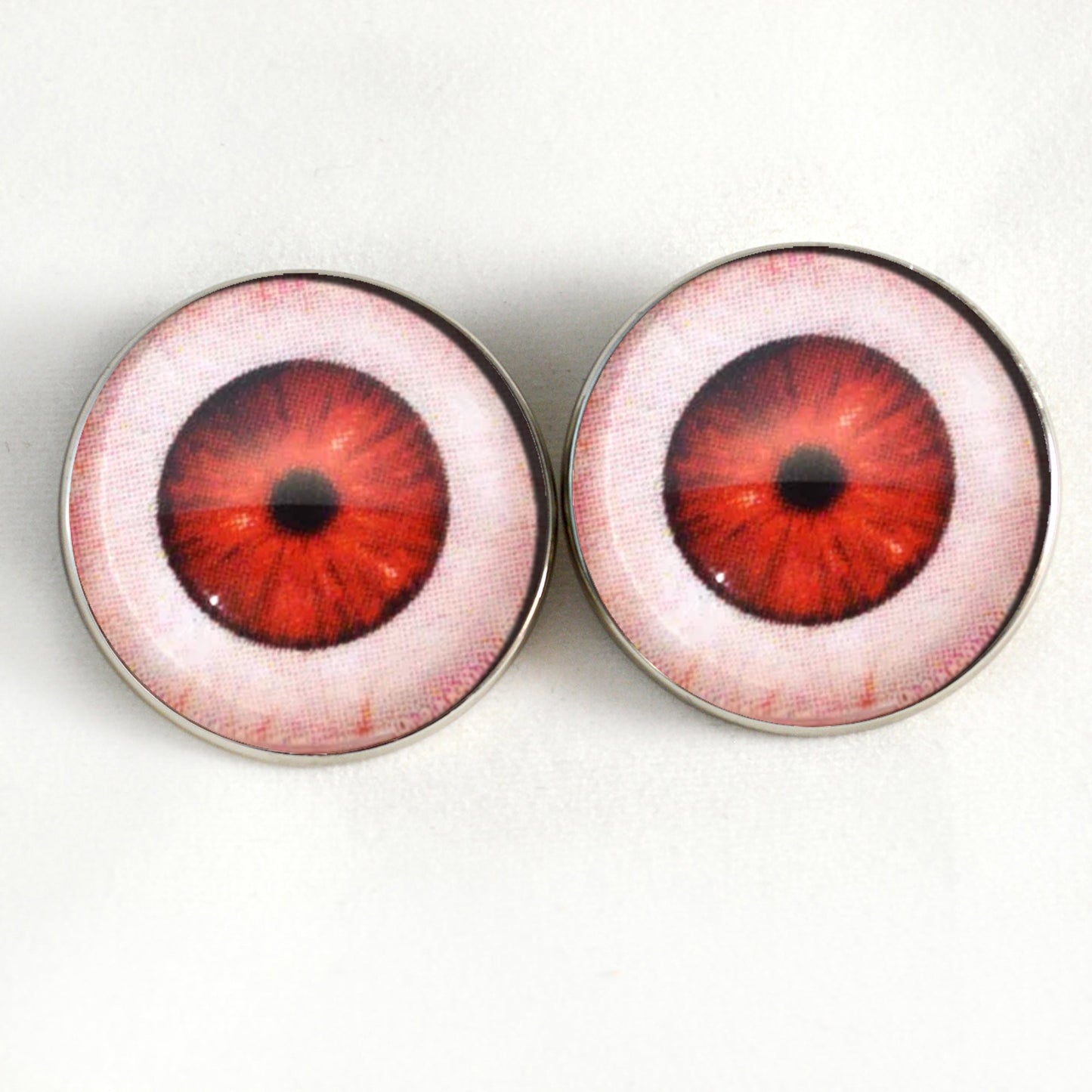 Sinister Scary Red Vampire Sew-On Button Glass Eyes - Prismatic Fiber Arts