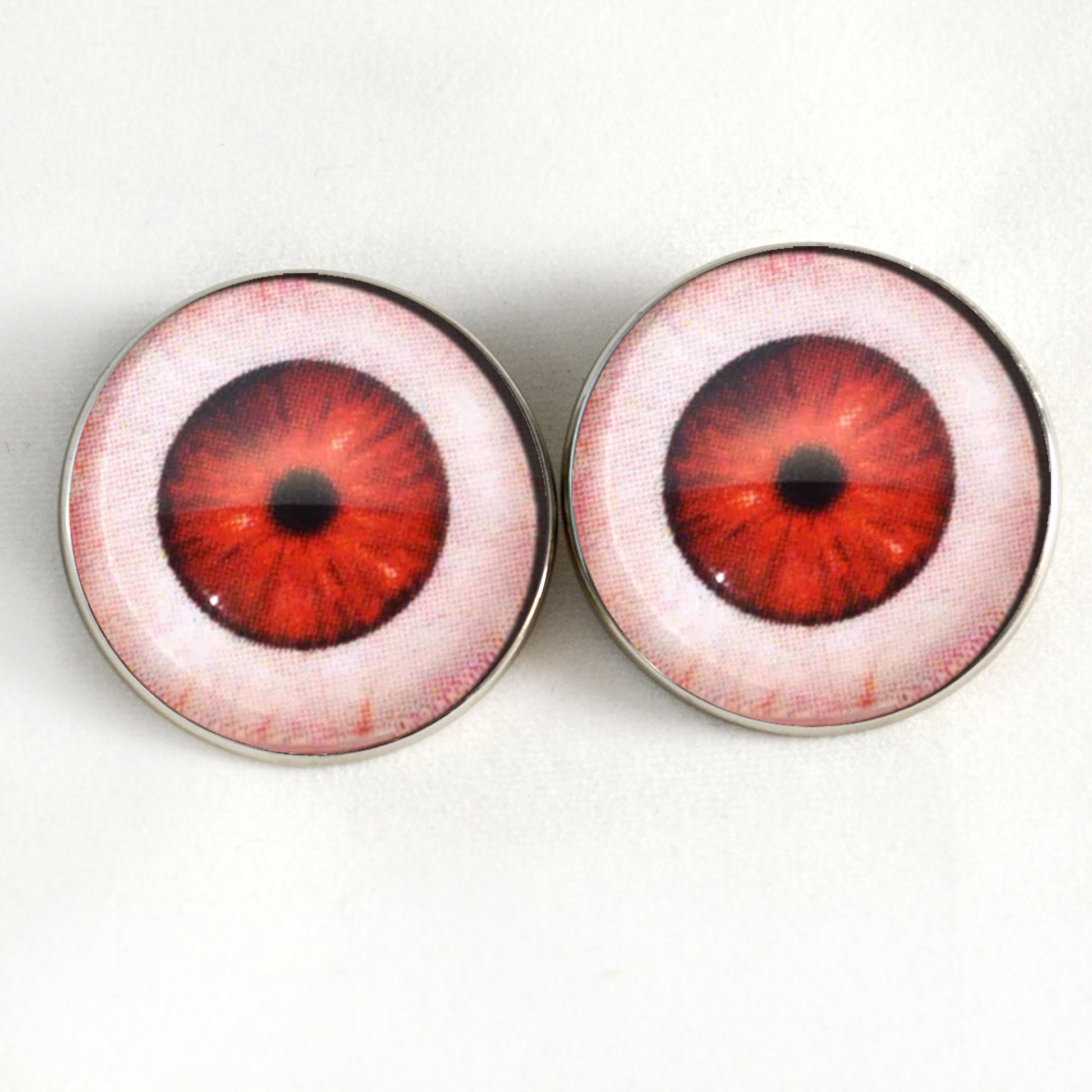 Sinister Scary Red Vampire Sew-On Button Glass Eyes - Prismatic Fiber Arts
