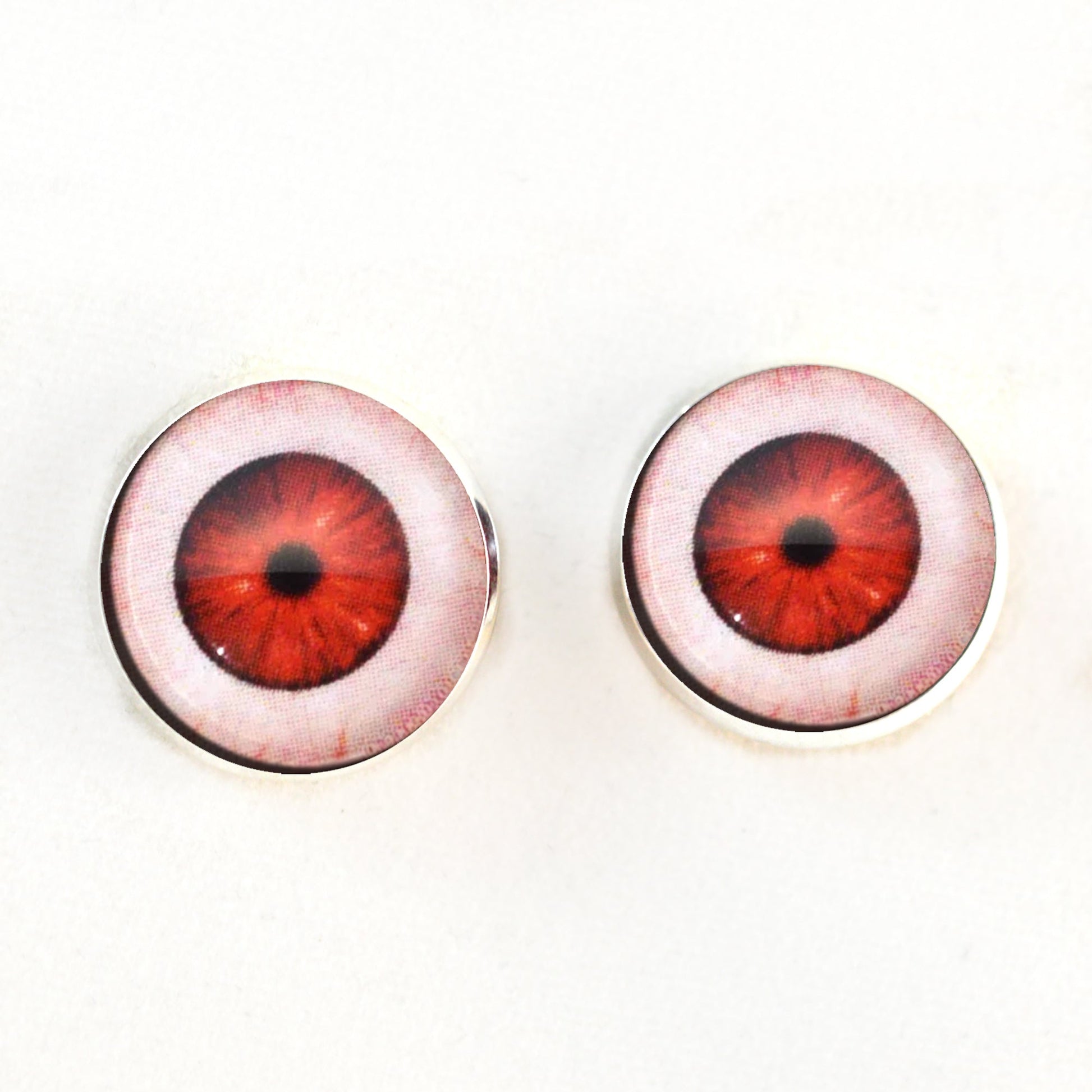 Sinister Scary Red Vampire Sew-On Button Glass Eyes - Prismatic Fiber Arts