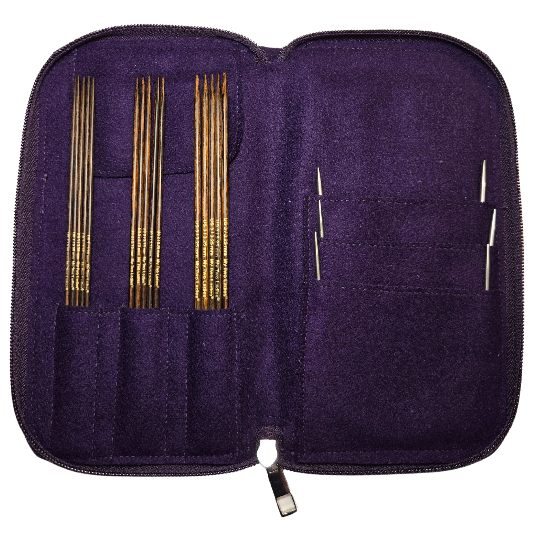 Blue Silk | Ultimate Sock Set | 9" Circular Needles & 7" DPN | 3 Sizes | w/custom case - Prismatic Fiber Arts