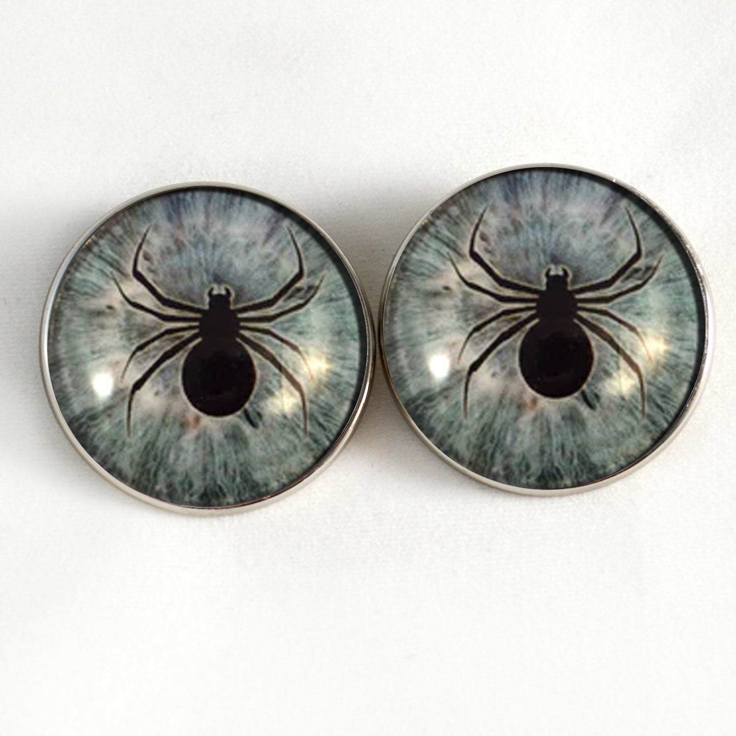 Light Blue Spider Sew-On Button Glass Eyes - Prismatic Fiber Arts
