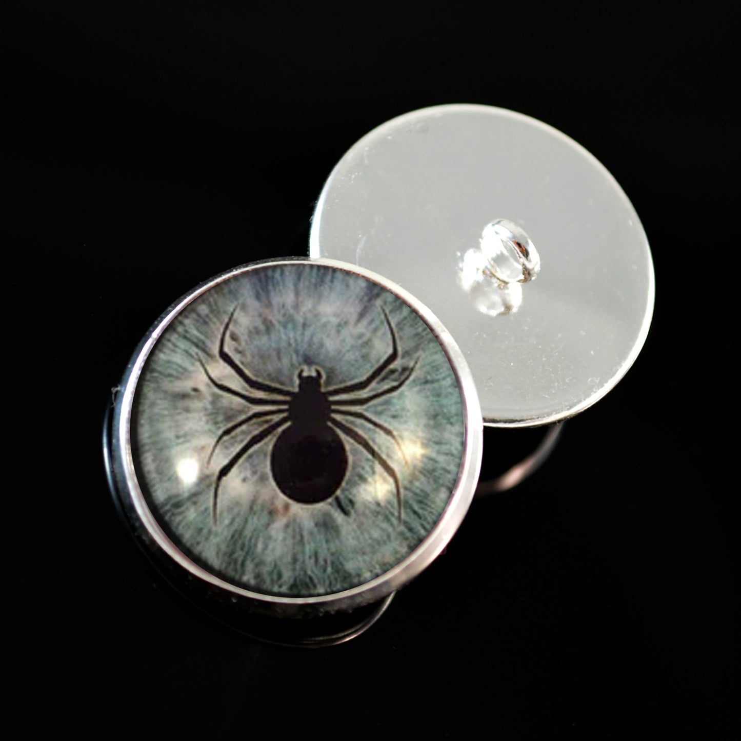 Light Blue Spider Sew-On Button Glass Eyes - Prismatic Fiber Arts