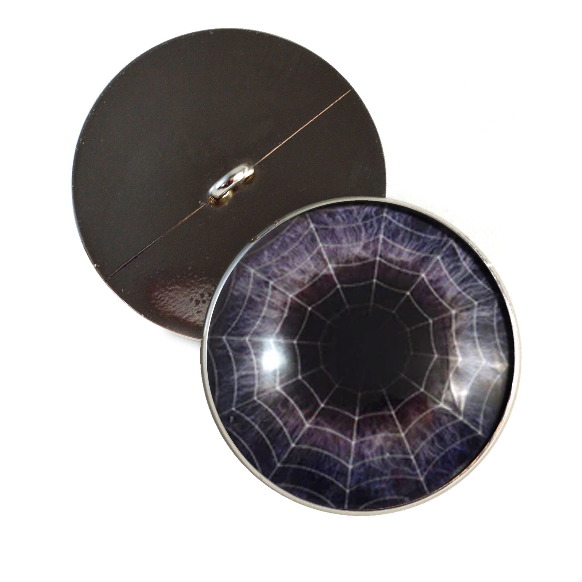 Dark Purple Spiderweb Sew-On Button Glass Eyes - Prismatic Fiber Arts