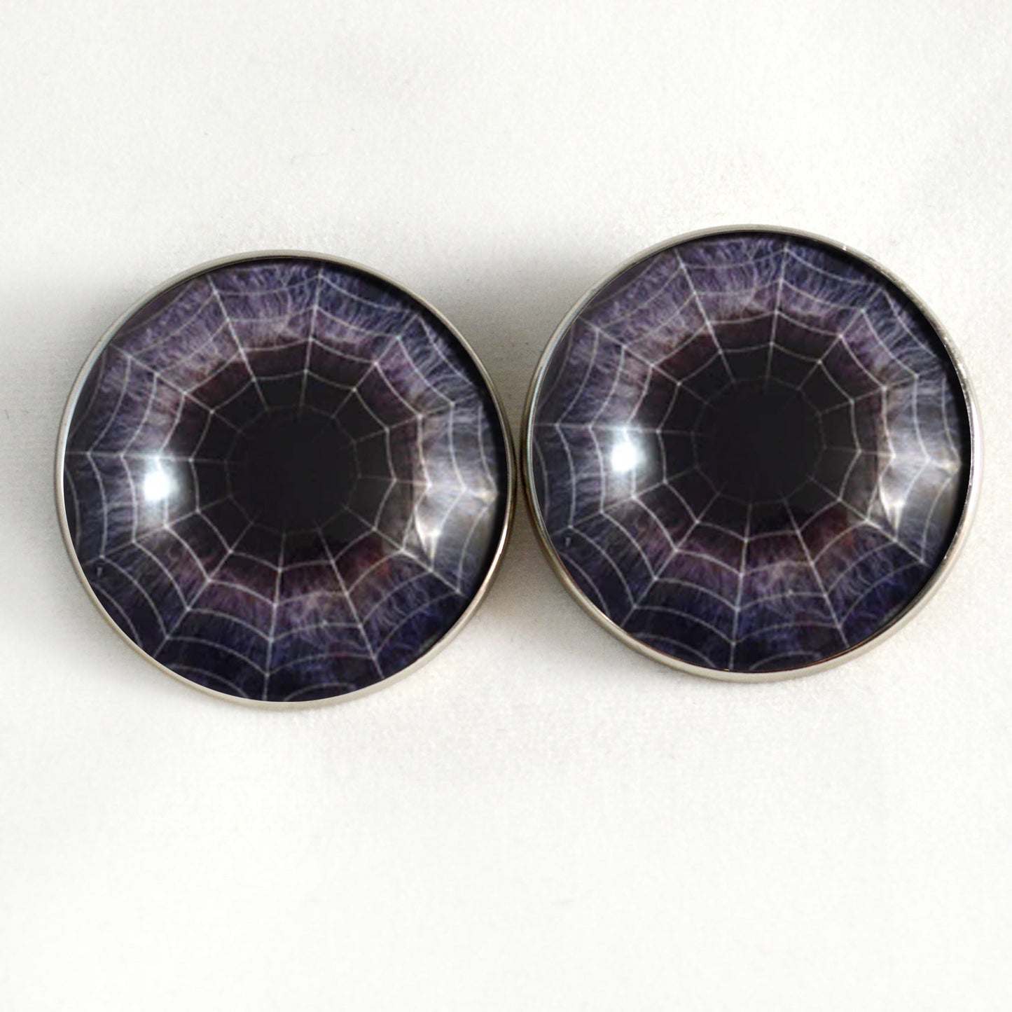 Dark Purple Spiderweb Sew-On Button Glass Eyes - Prismatic Fiber Arts