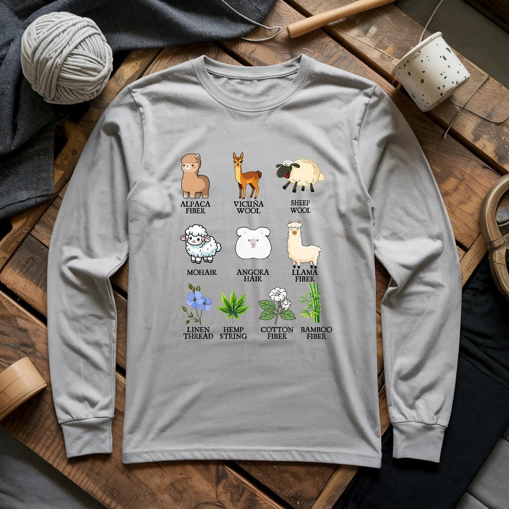 Flora Fauna Fiber Long Sleeve T-shirt - Prismatic Fiber Arts