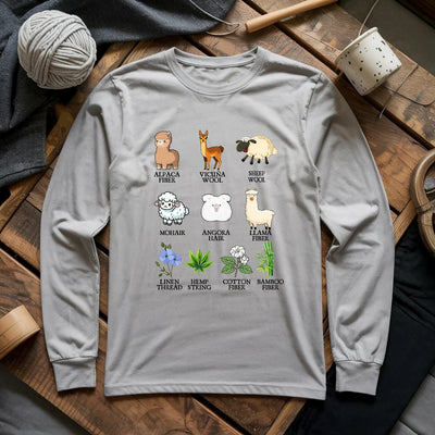 Flora Fauna Fiber Long Sleeve T-shirt - Prismatic Fiber Arts