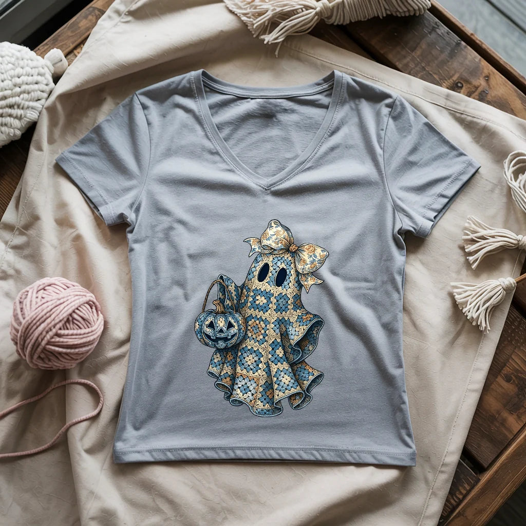 Granny Ghost Lady V-neck - Prismatic Fiber Arts