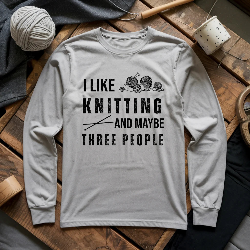 Knitting & 3 People Long Sleeve T-shirt - Prismatic Fiber Arts