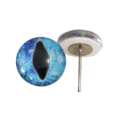 Sparkling Blue Ice Dragon Glass Eyes on Wire Pin Posts