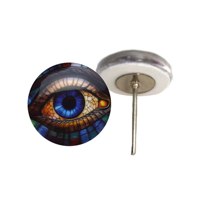 Stained Glass Colorful Eyes Glass Eyes on Wire Pin Posts