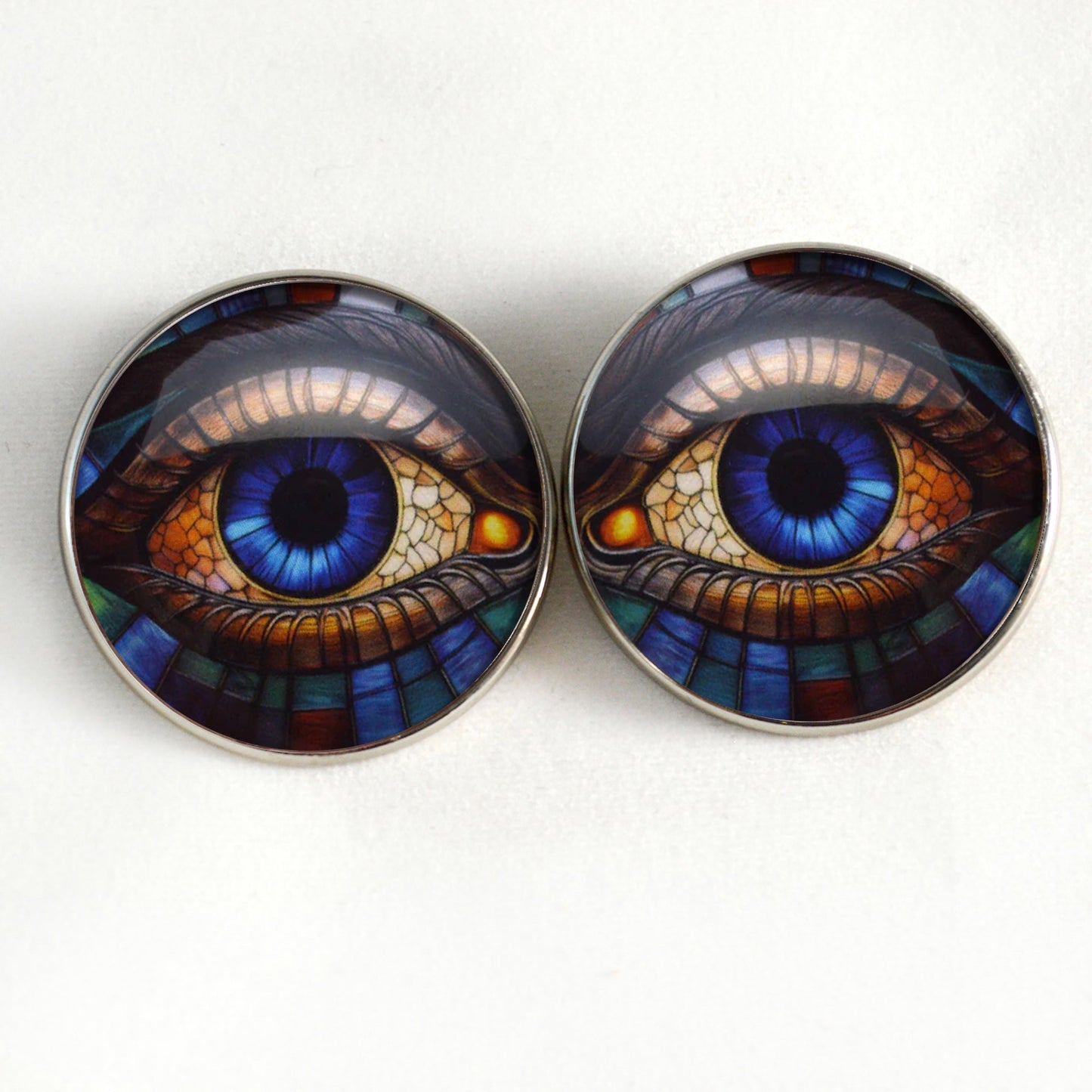 Stained Glass Colorful Eyes Sew-On Button Glass Eyes - Prismatic Fiber Arts