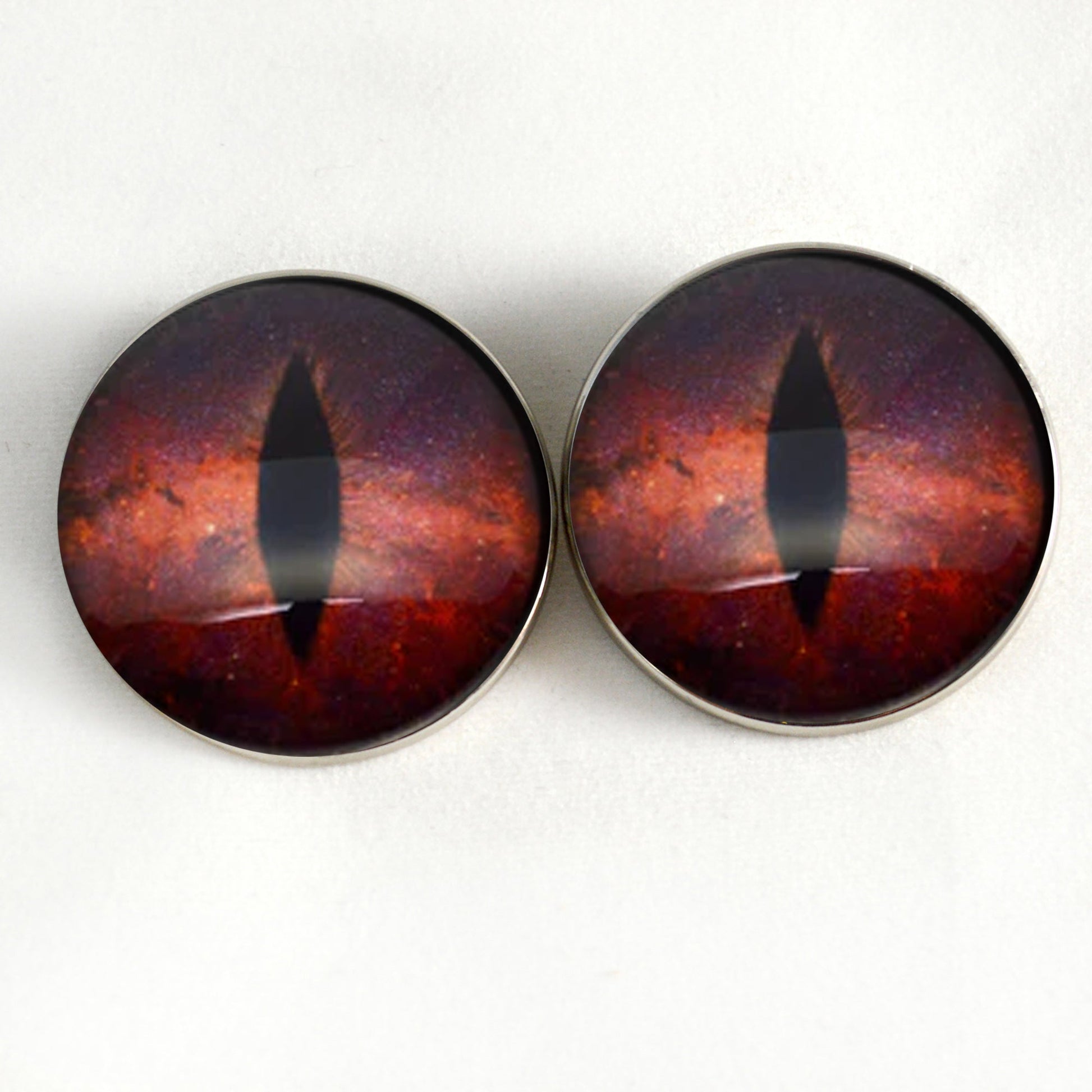 Striking Red Galaxy Dragon Sew-On Button Glass Eyes - Prismatic Fiber Arts