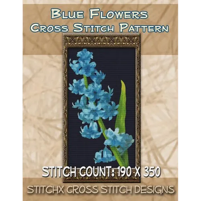 Blue Flowers Cross Stitch Pattern