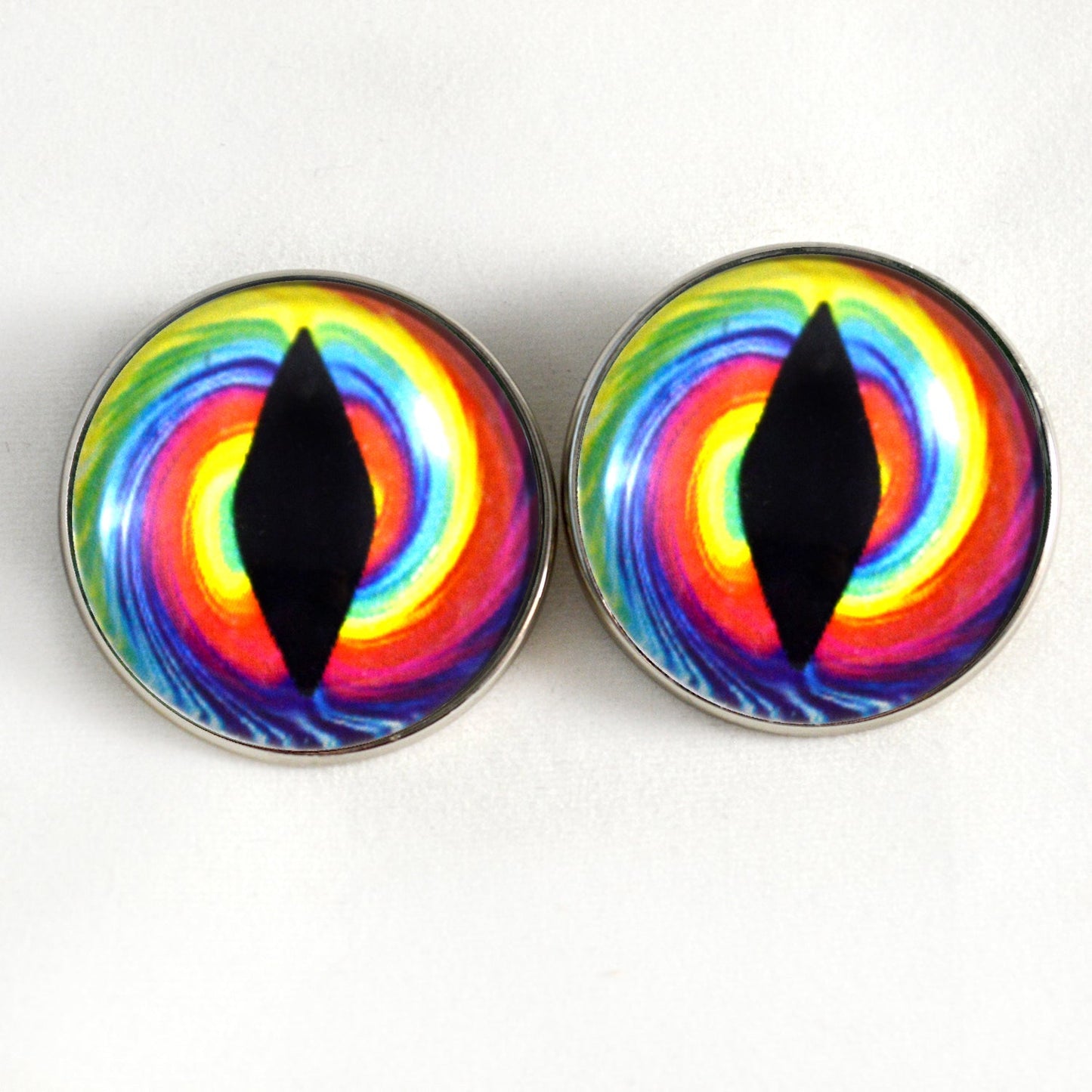 Tie Dye Dragon Sew-On Button Glass Eyes - Prismatic Fiber Arts