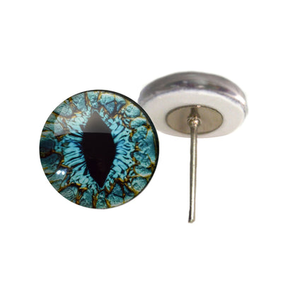 Turquoise Blue Dragon Glass Eyes on Wire Pin Posts