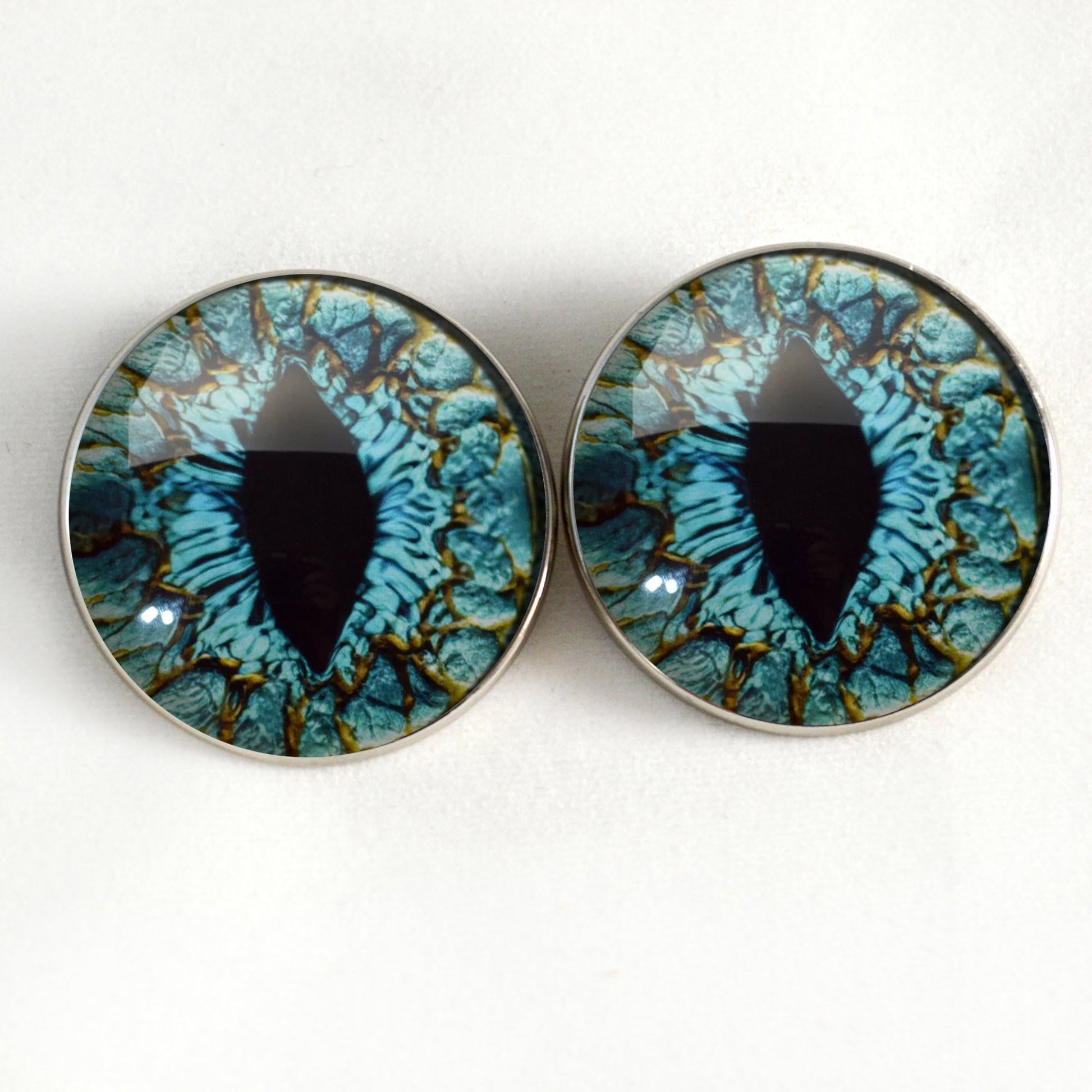 Turquoise Blue Dragon Sew-On Button Glass Eyes - Prismatic Fiber Arts