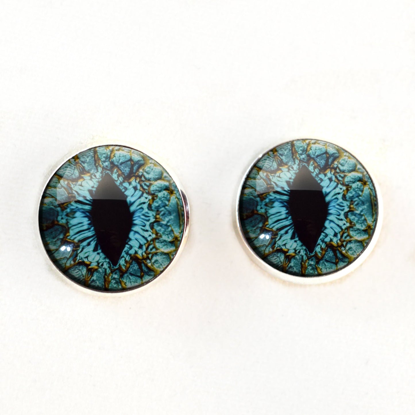 Turquoise Blue Dragon Sew-On Button Glass Eyes - Prismatic Fiber Arts
