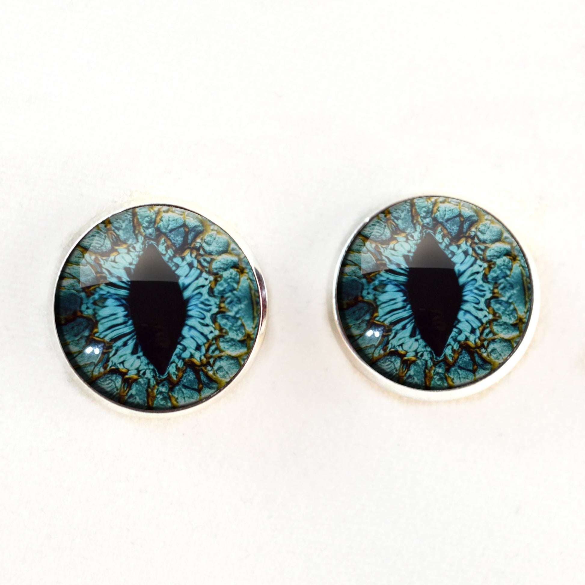 Turquoise Blue Dragon Sew-On Button Glass Eyes - Prismatic Fiber Arts