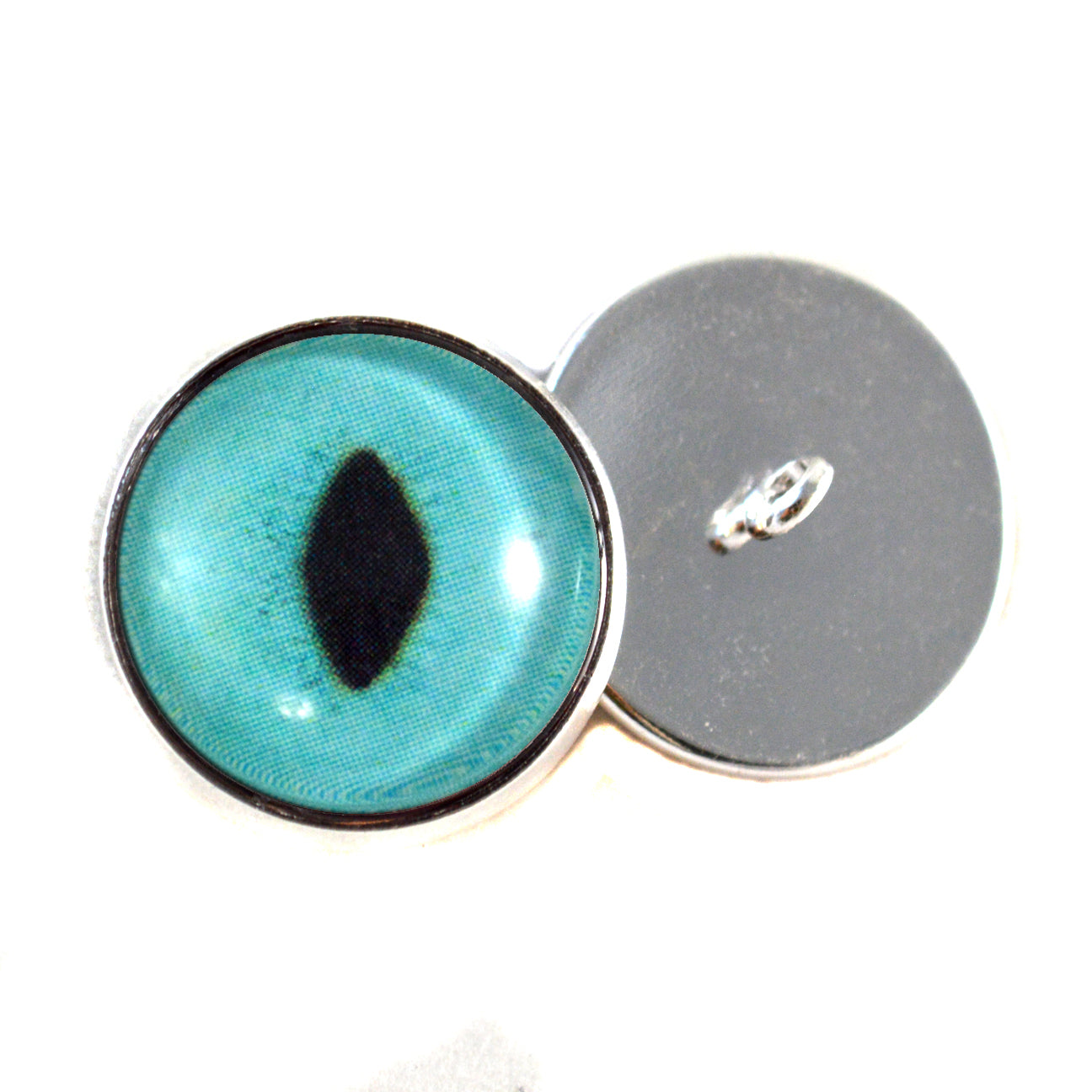 Bright Turquoise Cat Sew-On Button Glass Eyes - Prismatic Fiber Arts