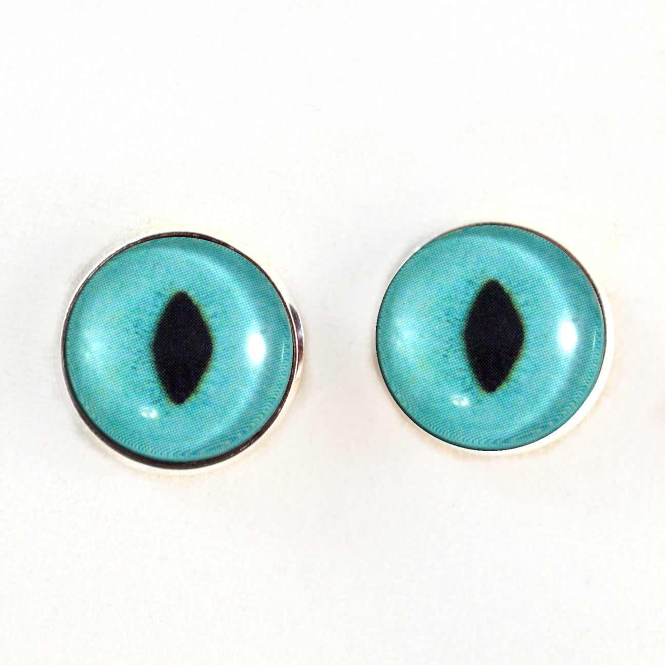 Bright Turquoise Cat Sew-On Button Glass Eyes - Prismatic Fiber Arts