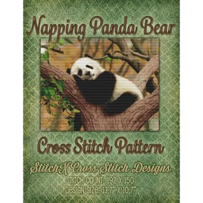 Napping Panda Bear Cross Stitch Pattern