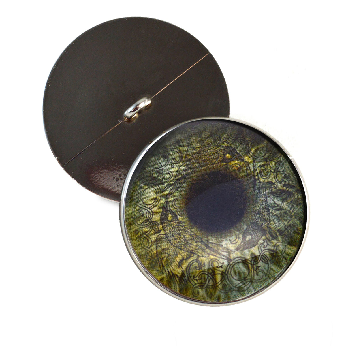 Sage Green Viking Raven Sew-On Buttons Glass Eyes - Prismatic Fiber Arts
