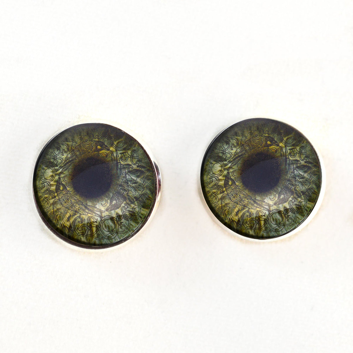 Sage Green Viking Raven Sew-On Buttons Glass Eyes - Prismatic Fiber Arts