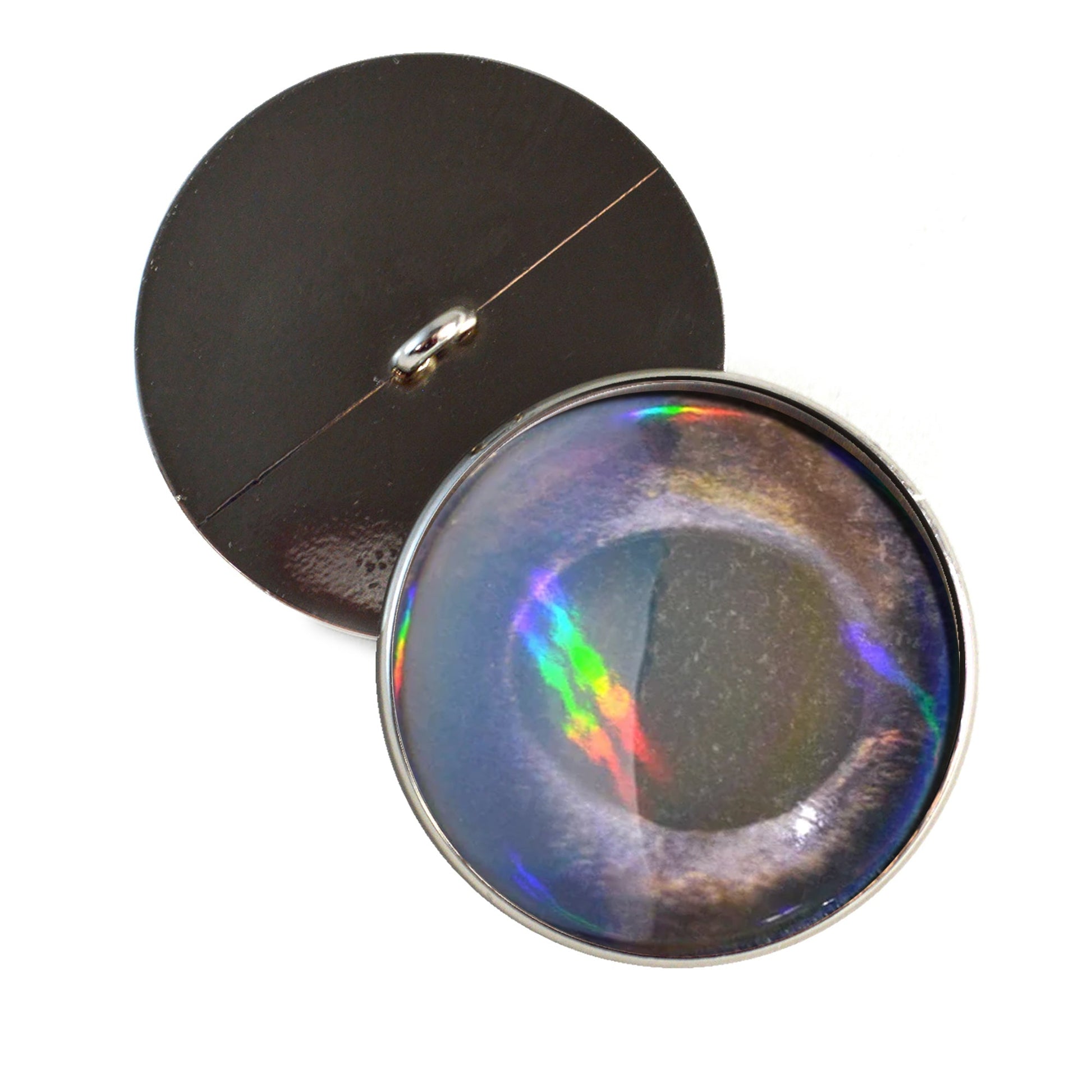 Walleye Iridescent Fish Inspired Sew-On Button Glass Eyes - Prismatic Fiber Arts