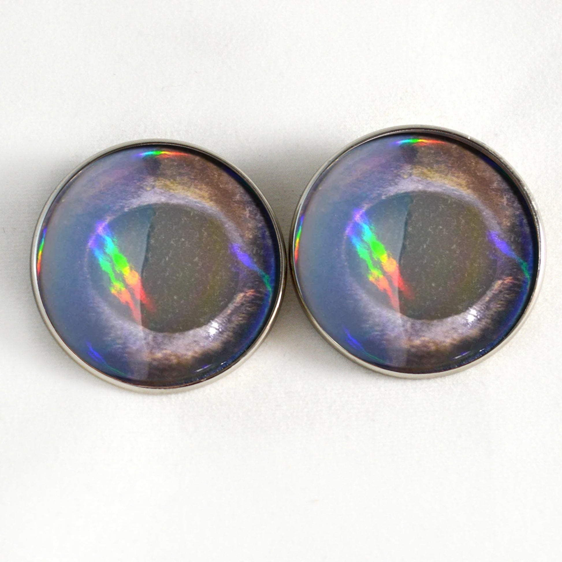 Walleye Iridescent Fish Inspired Sew-On Button Glass Eyes - Prismatic Fiber Arts