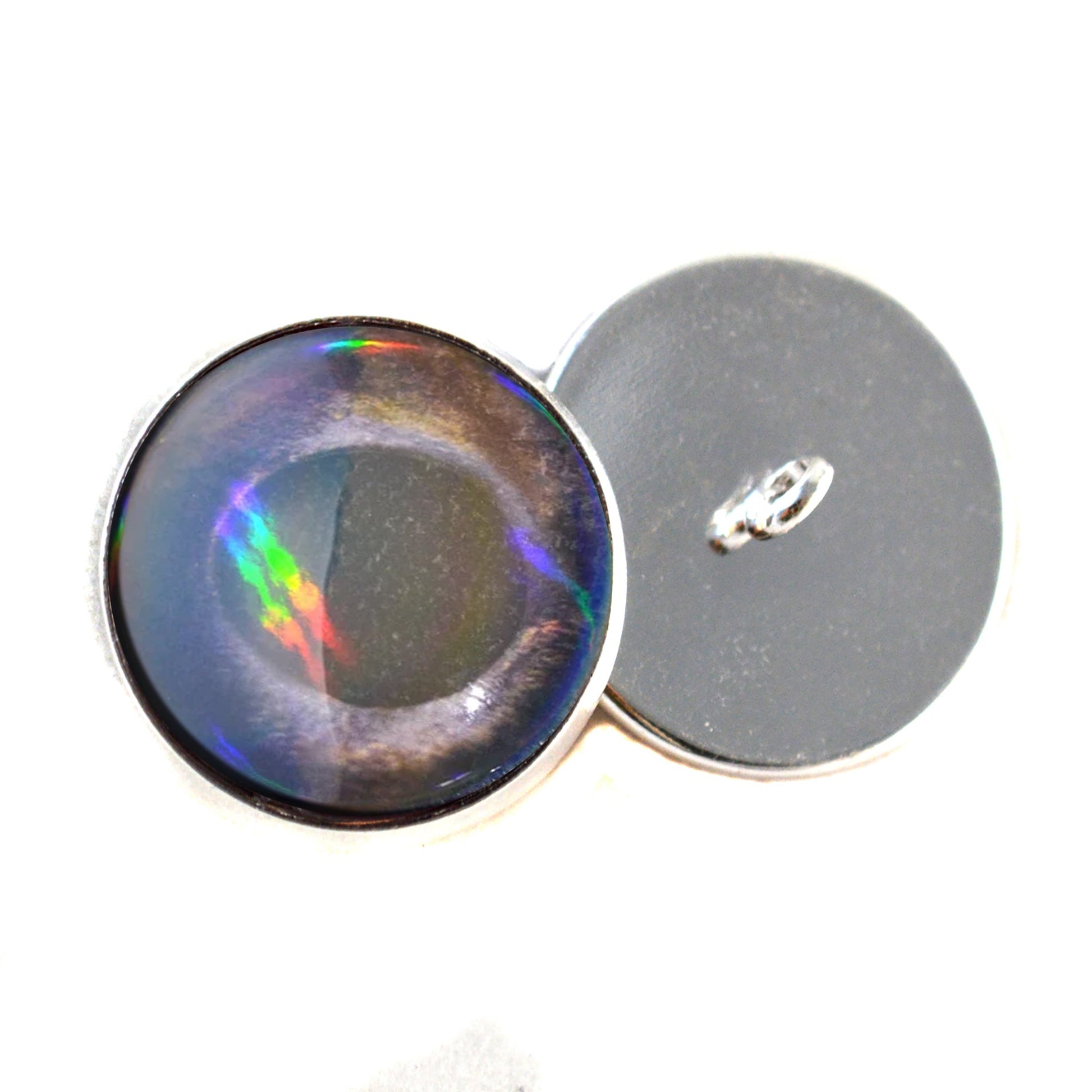 Walleye Iridescent Fish Inspired Sew-On Button Glass Eyes - Prismatic Fiber Arts