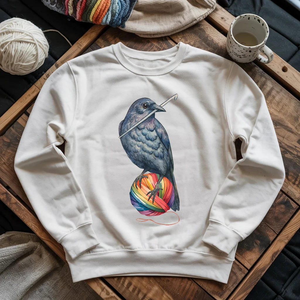 Crochet Crow Sweatshirt - Prismatic Fiber Arts