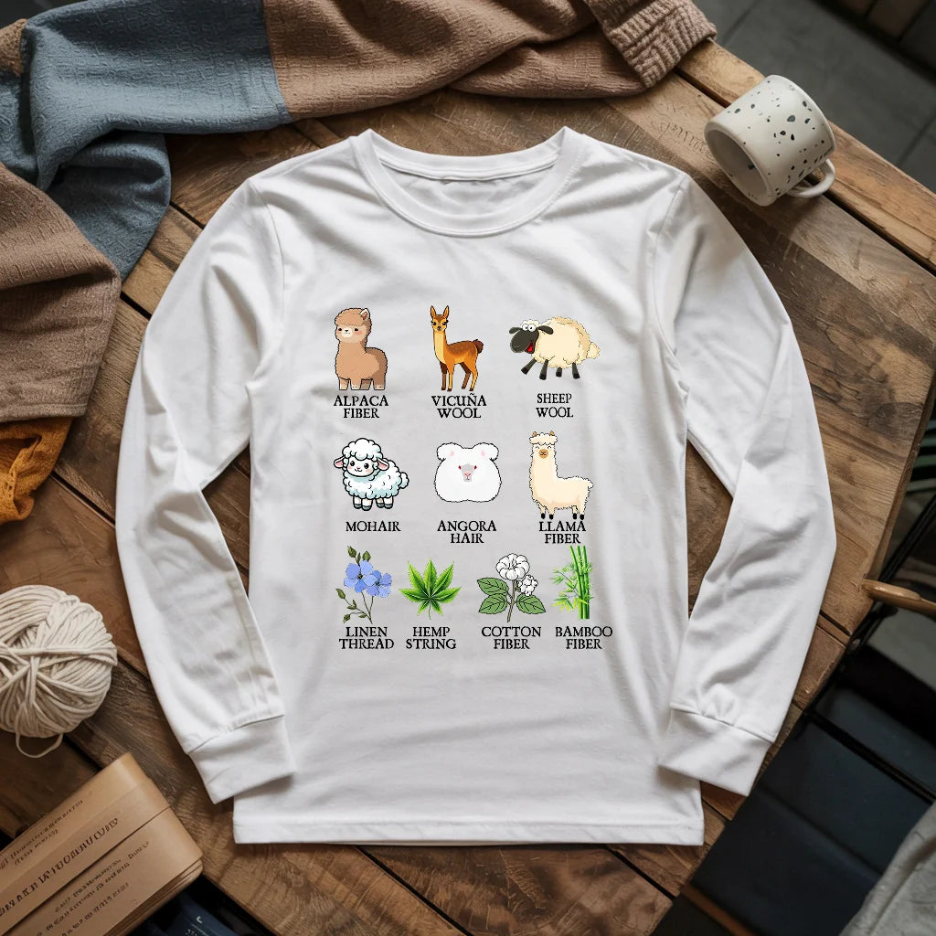 Flora Fauna Fiber Long Sleeve T-shirt - Prismatic Fiber Arts