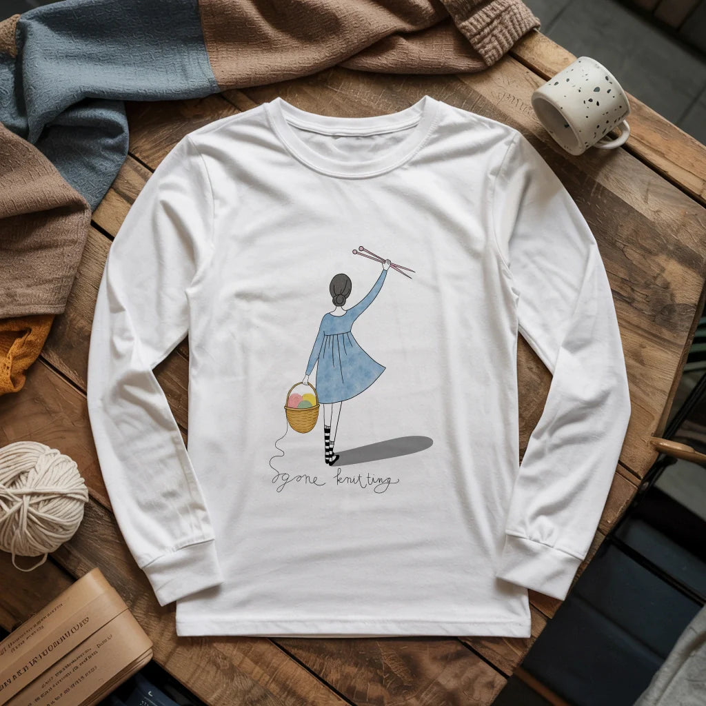 Gone Knitting Long Sleeve T-shirt - Prismatic Fiber Arts