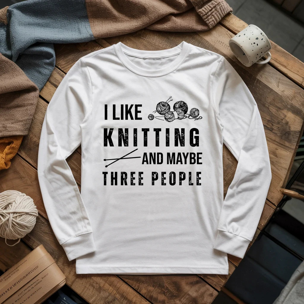 Knitting & 3 People Long Sleeve T-shirt - Prismatic Fiber Arts