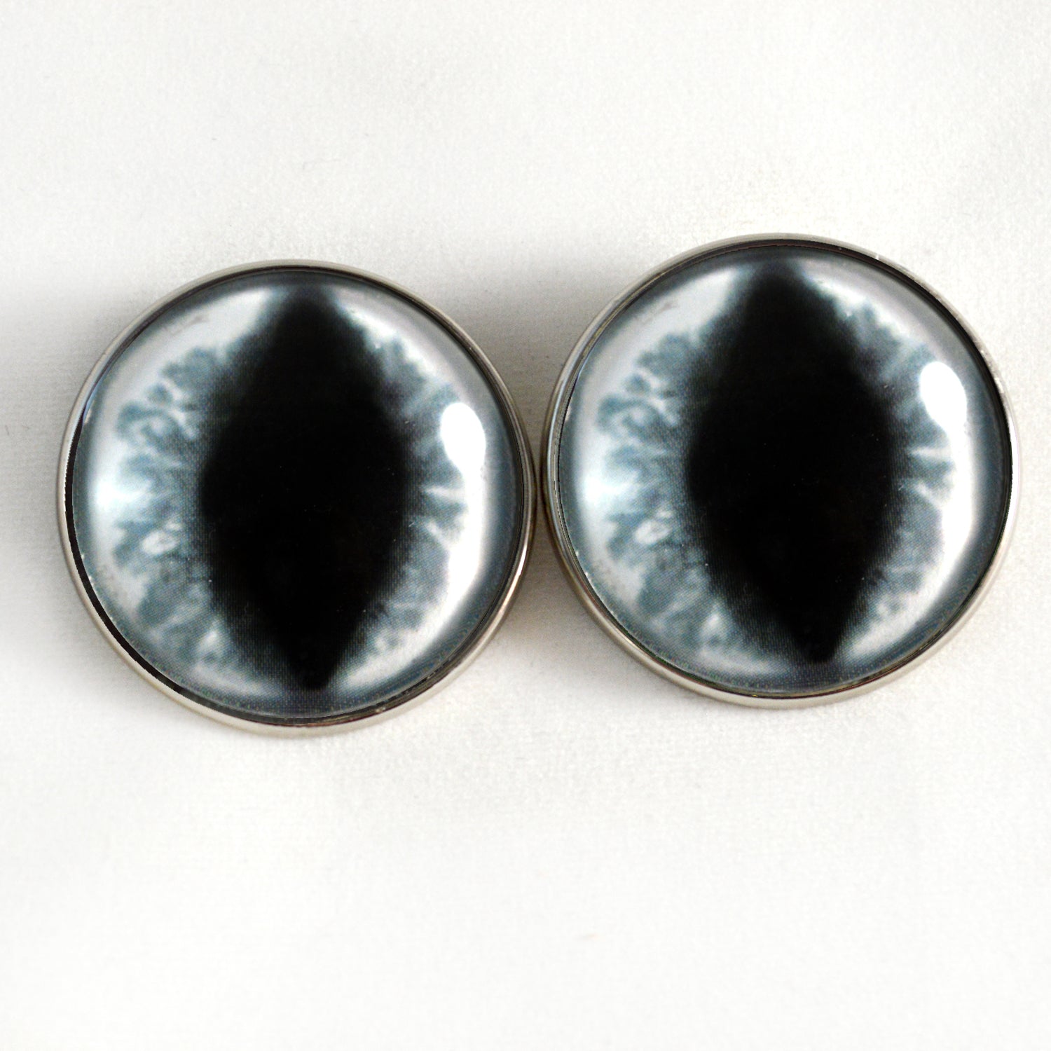 White Dragon Sew-On Button Glass Eyes - Prismatic Fiber Arts