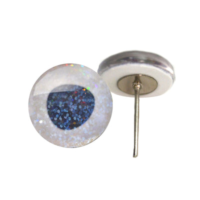 Mother of Pearl White Iridescent Fish Inspired Glass Eyes on Wire Pin Posts