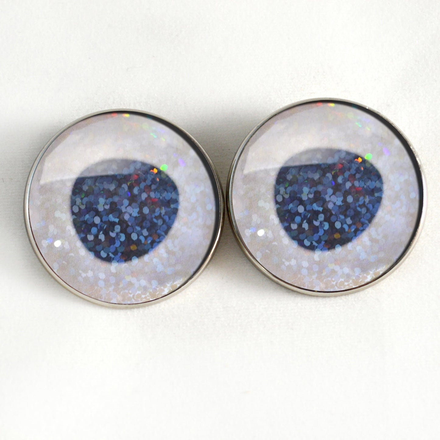 Mother of Pearl White Iridescent Fish Inspired Sew-On Button Glass Eyes - Prismatic Fiber Arts