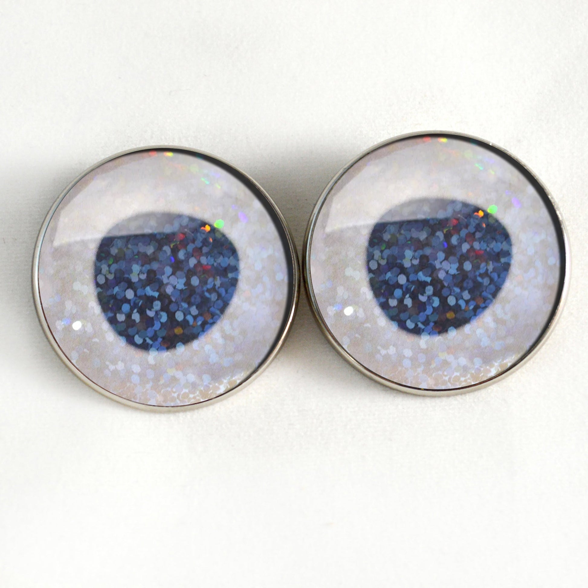 Mother of Pearl White Iridescent Fish Inspired Sew-On Button Glass Eyes - Prismatic Fiber Arts