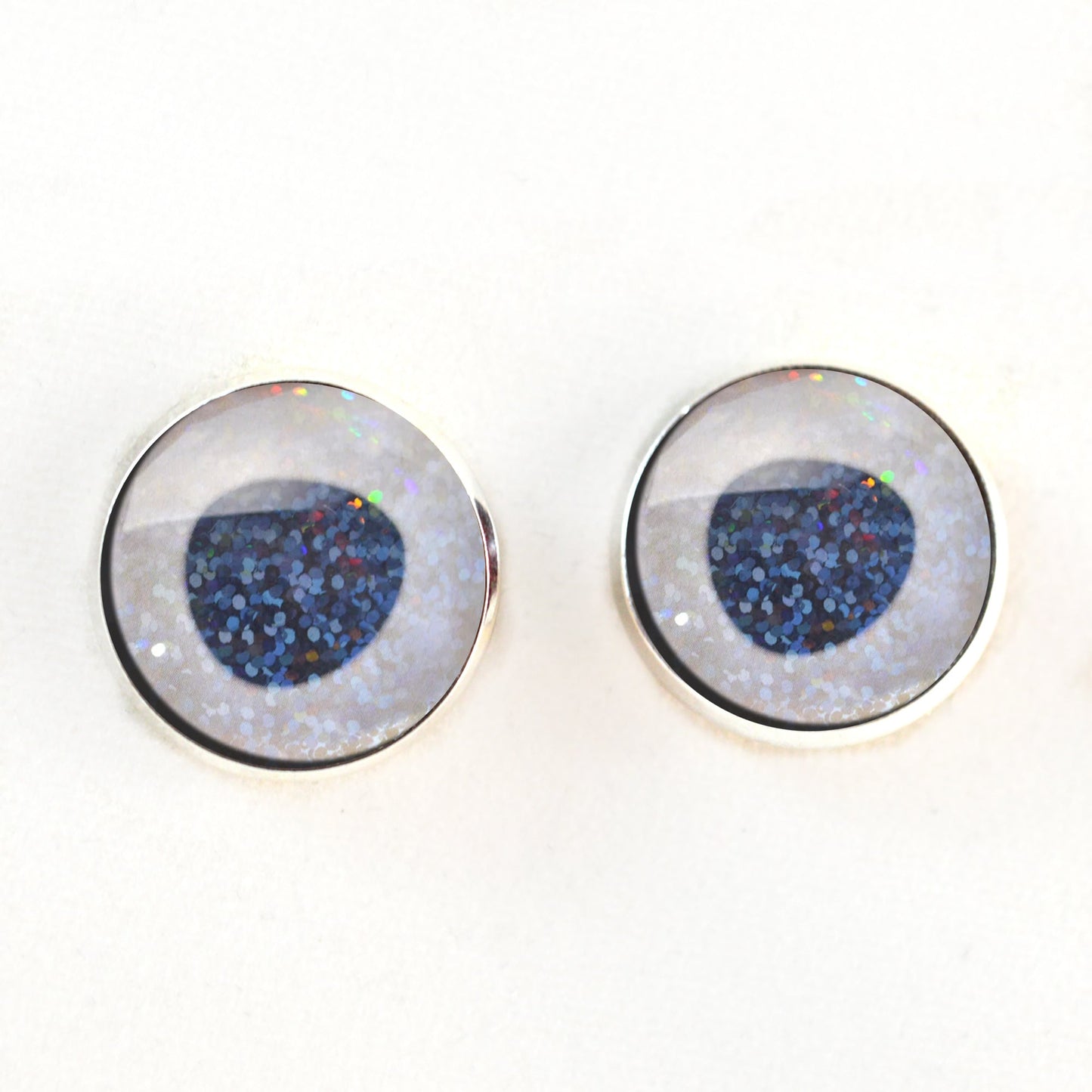 Mother of Pearl White Iridescent Fish Inspired Sew-On Button Glass Eyes - Prismatic Fiber Arts