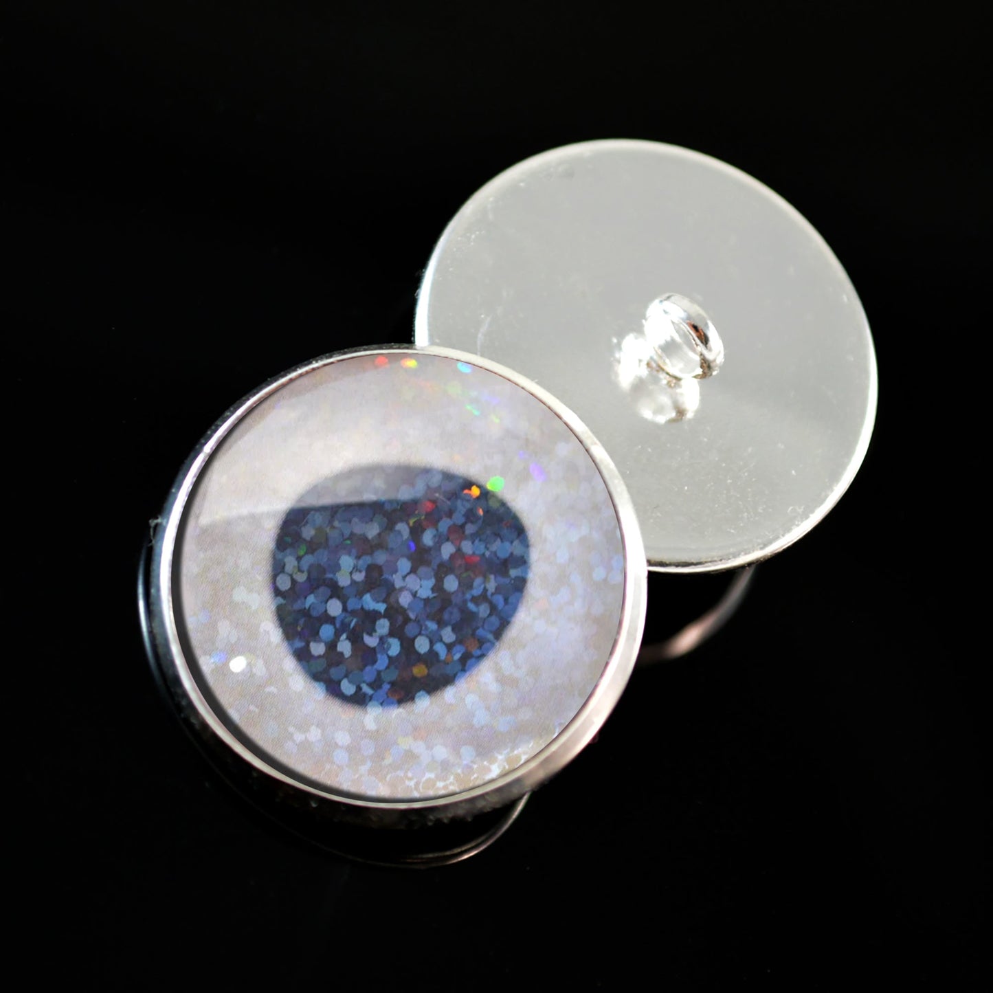 Mother of Pearl White Iridescent Fish Inspired Sew-On Button Glass Eyes - Prismatic Fiber Arts
