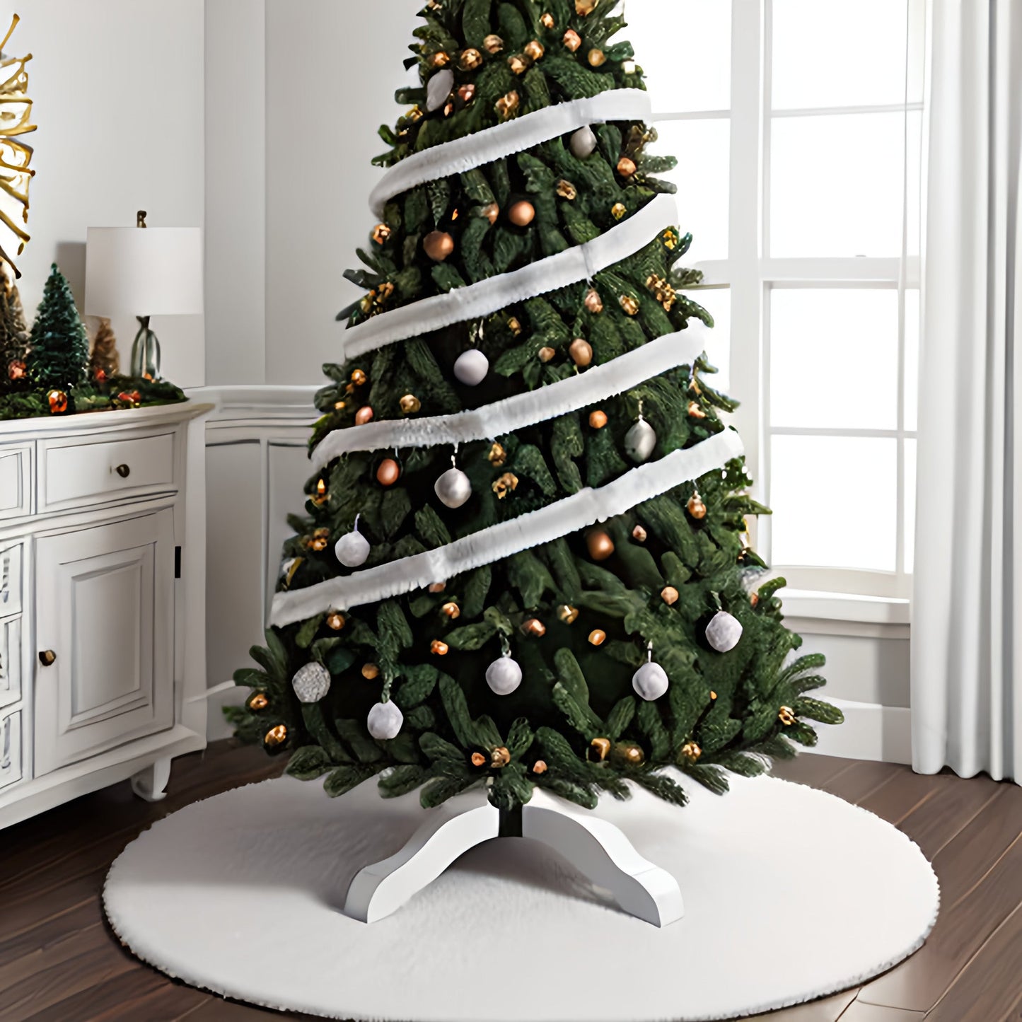 Premium Faux Fur Christmas Tree Skirt - 48 Inch | Luxurious Holiday Decorations - Prismatic Fiber Arts