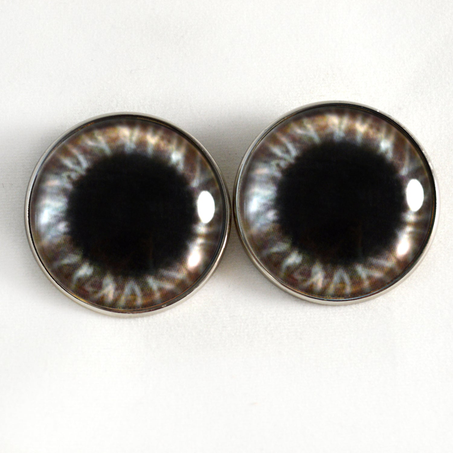 Wide Brown Sew-On Button Glass Eyes - Prismatic Fiber Arts