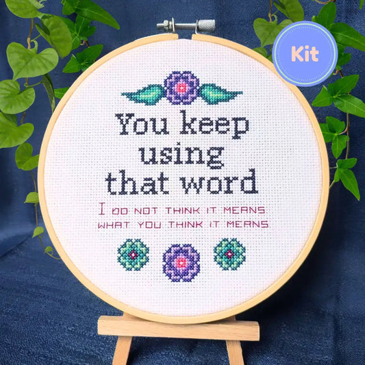 Word Nerd's Refrain - Funny Princess Bride Cross Stitch Kit by Room for Calm