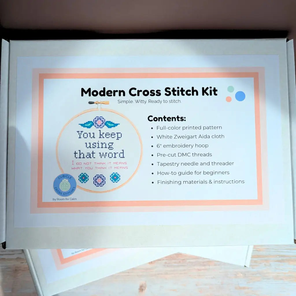 Word Nerd's Refrain - Funny Princess Bride Cross Stitch Kit by Room for Calm - Prismatic Fiber Arts