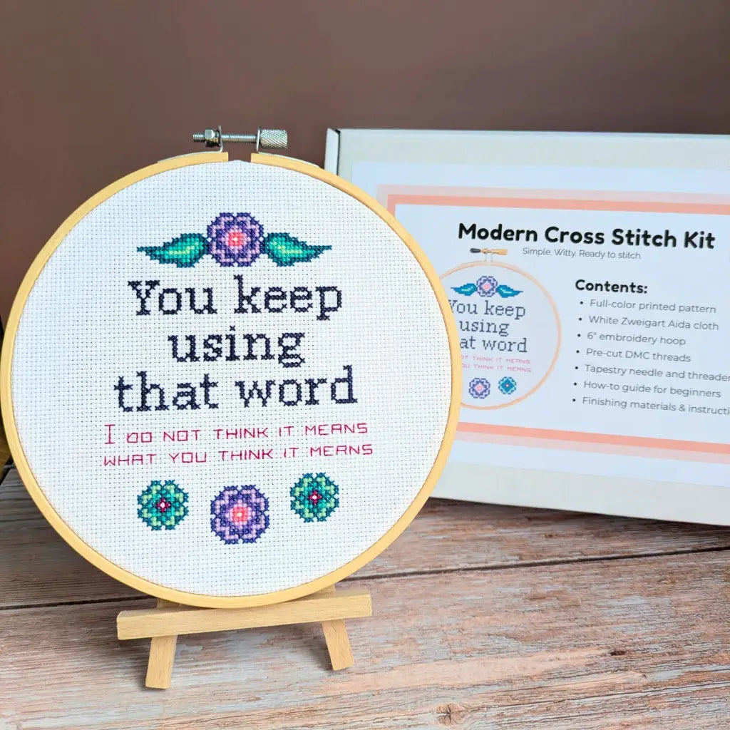 Word Nerd's Refrain - Funny Princess Bride Cross Stitch Kit by Room for Calm - Prismatic Fiber Arts